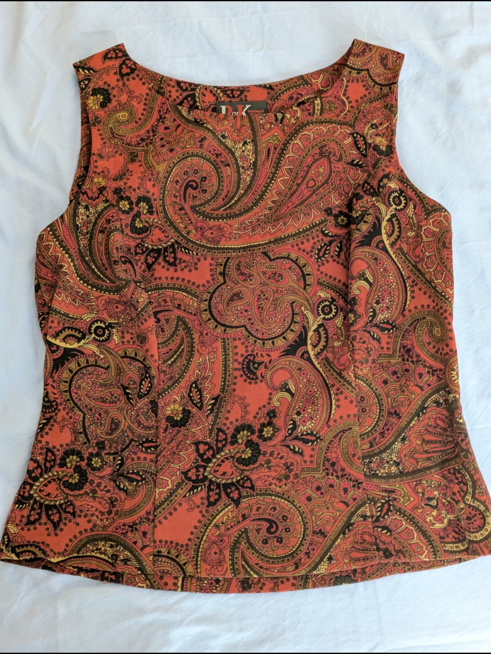Vintage Red Paisley Print Sleeveless Tank